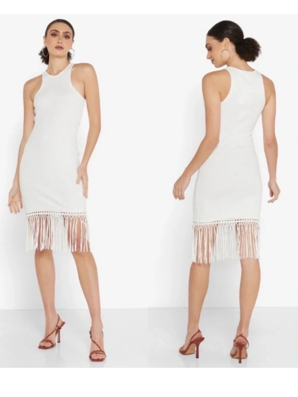French Connection fringed creme dress-Size XS